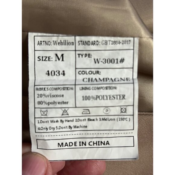 Wehilion Men's  Size M Champagne Formal Jacket Vest 4 Button Front - Picture 12 of 13